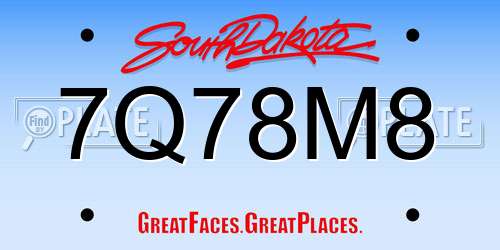 7Q78M8 South Dakota License Plate