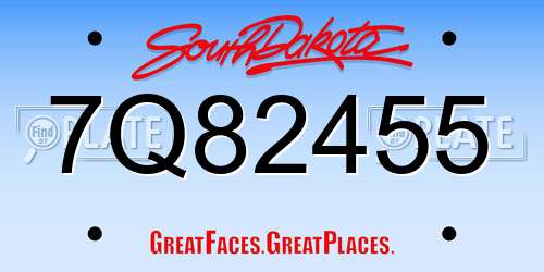 7Q82455 South Dakota License Plate