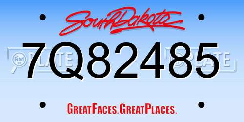 7Q82485 South Dakota License Plate
