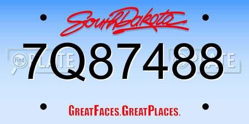 7Q87488 South Dakota License Plate
