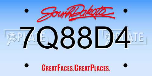 7Q88D4 South Dakota License Plate