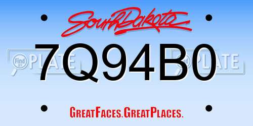 7Q94B0 South Dakota License Plate