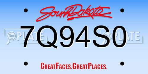 7Q94S0 South Dakota License Plate