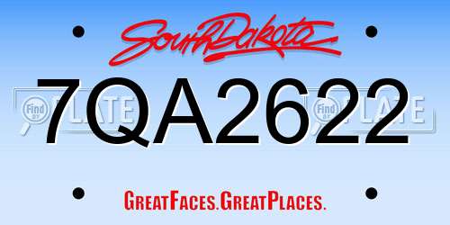 7QA2622 South Dakota License Plate