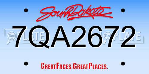 7QA2672 South Dakota License Plate