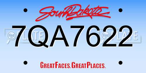 7QA7622 South Dakota License Plate