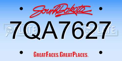 7QA7627 South Dakota License Plate