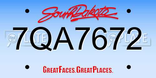 7QA7672 South Dakota License Plate