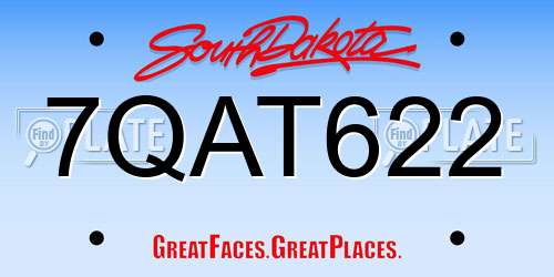 7QAT622 South Dakota License Plate