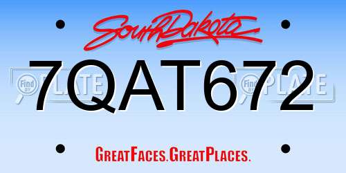 7QAT672 South Dakota License Plate