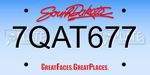 7QAT677 South Dakota License Plate
