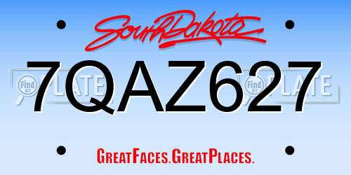 7QAZ627 South Dakota License Plate