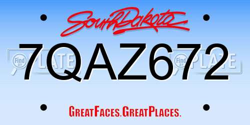 7QAZ672 South Dakota License Plate