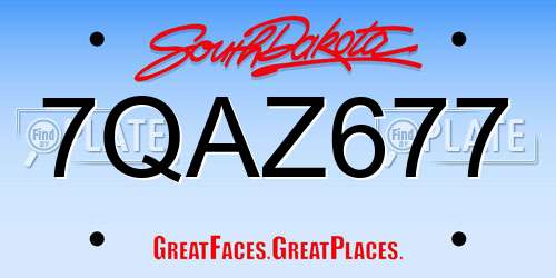 7QAZ677 South Dakota License Plate