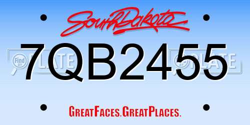 7QB2455 South Dakota License Plate