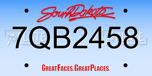 7QB2458 South Dakota License Plate