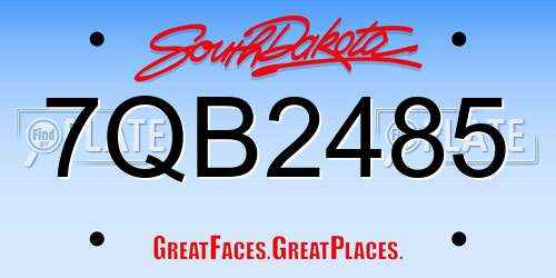 7QB2485 South Dakota License Plate