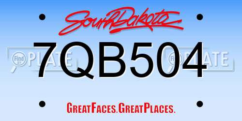 7QB504 South Dakota License Plate