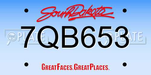7QB653 South Dakota License Plate