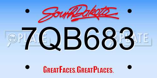 7QB683 South Dakota License Plate