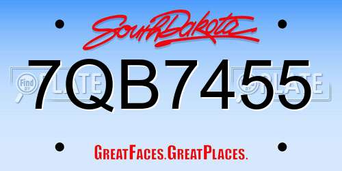 7QB7455 South Dakota License Plate