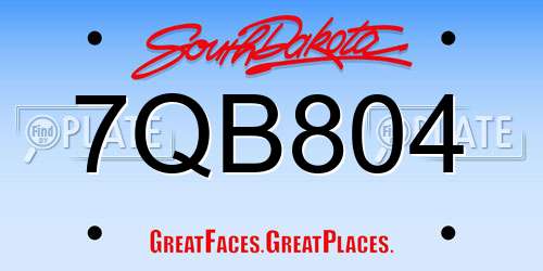 7QB804 South Dakota License Plate