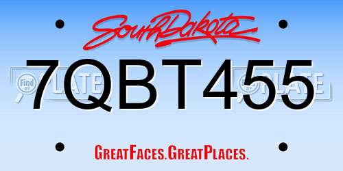7QBT455 South Dakota License Plate