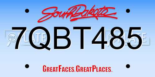 7QBT485 South Dakota License Plate