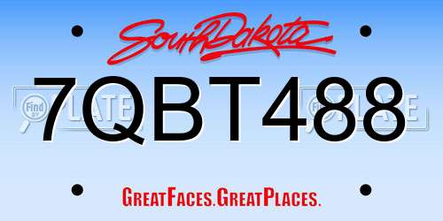 7QBT488 South Dakota License Plate