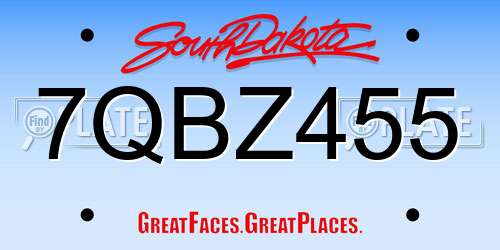 7QBZ455 South Dakota License Plate