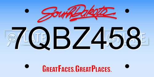 7QBZ458 South Dakota License Plate