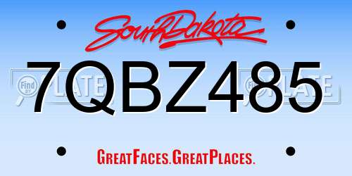 7QBZ485 South Dakota License Plate