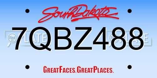 7QBZ488 South Dakota License Plate