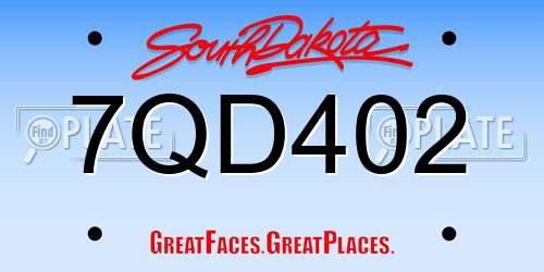 7QD402 South Dakota License Plate