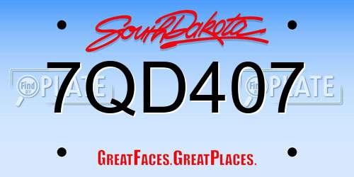 7QD407 South Dakota License Plate