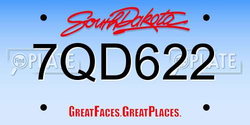 7QD622 South Dakota License Plate