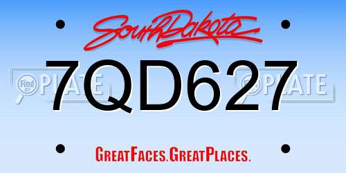 7QD627 South Dakota License Plate