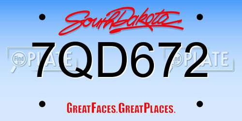 7QD672 South Dakota License Plate