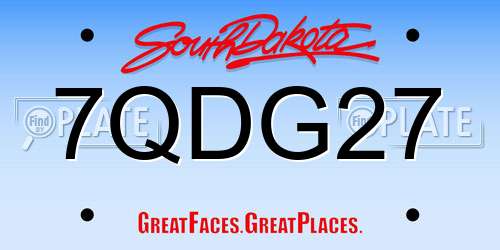 7QDG27 South Dakota License Plate