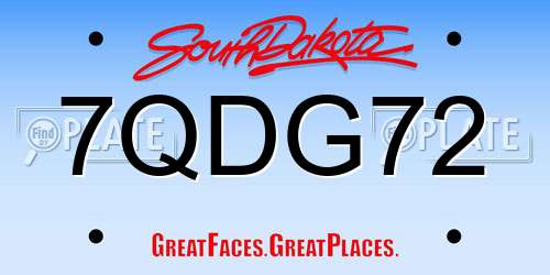 7QDG72 South Dakota License Plate