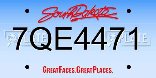 7QE4471 South Dakota License Plate
