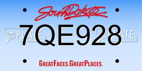 7QE928 South Dakota License Plate