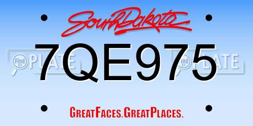 7QE975 South Dakota License Plate