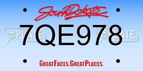 7QE978 South Dakota License Plate