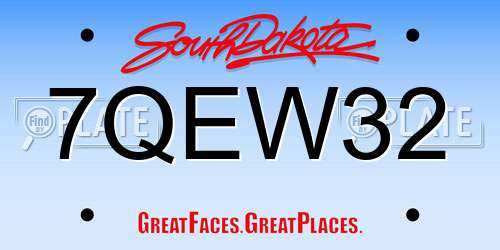 7QEW32 South Dakota License Plate