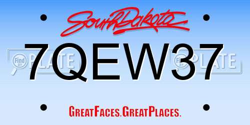7QEW37 South Dakota License Plate