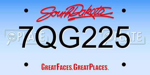 7QG225 South Dakota License Plate