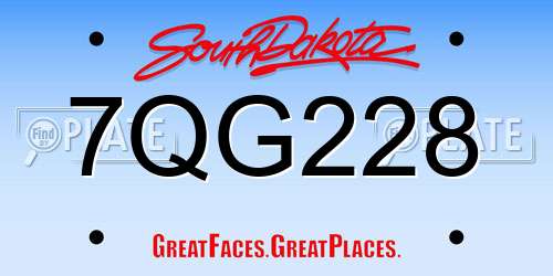 7QG228 South Dakota License Plate