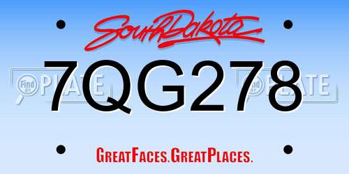 7QG278 South Dakota License Plate