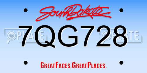 7QG728 South Dakota License Plate